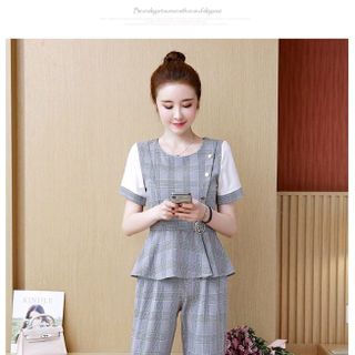 Sét bộ caro đính nút đẹp
