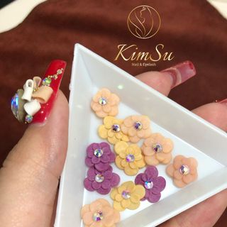 Hoa Bột 2 Tầng Đính Đá Nails