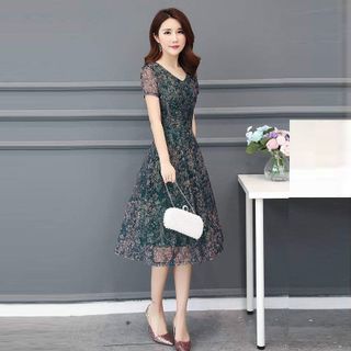 Đầm Hoa In Nhiệt 3D Voan Lụa