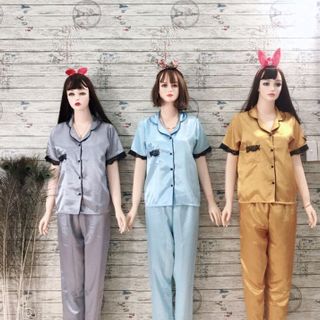 Phi lụa quần dài tay ngắn viền ren