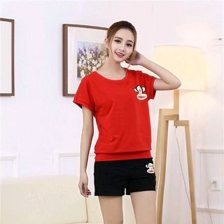 Set bộ đồ short thêu Monkey dễ thương