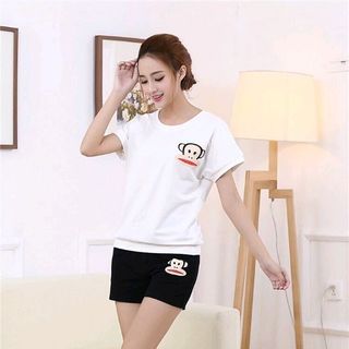 Set bộ đồ short thêu Monkey dễ thương
