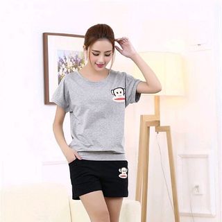 Set bộ đồ short thêu Monkey dễ thương
