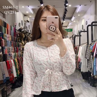 SƠ MI PEPLUM TAY DÀI HỌA TIẾT HOA