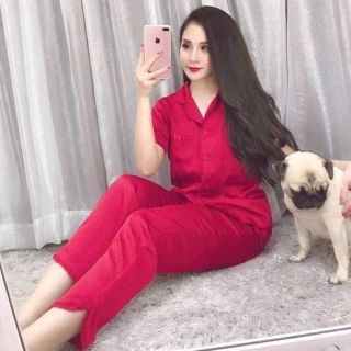 Phi lụa viền bèo quần dài tay ngắn