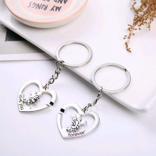 móc khóa inox cặp đôi giá sỉ 16k 1 cặp 2 cái khuyến mãi thêm 1 vòng đeo tay màu đỏ kèm mặt đồng xu kim loại