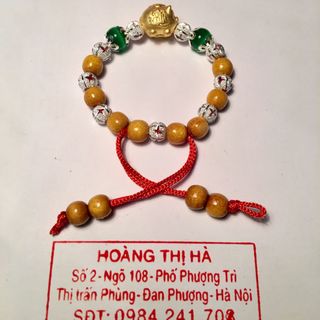 Vòng dâu tằm xịn mix bạc và con giáp Heo