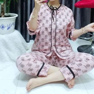 Bộ lụa quần dài tay lở