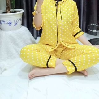 Bộ lụa quần dài tay lở