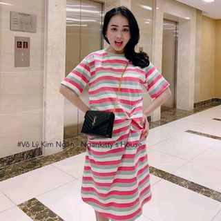 Đầm xoắn eo sọc Quảng Châu