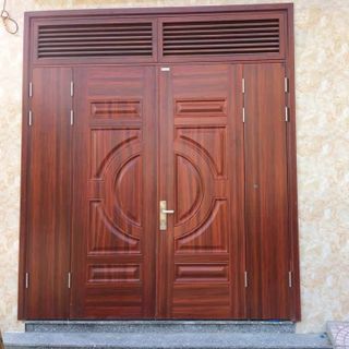 Cửa cổng chính thép vân gỗ 224