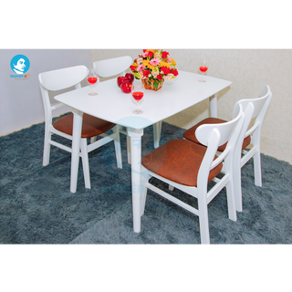 Bộ bàn ghế ăn Nguyên Gỗ – MG Trắng