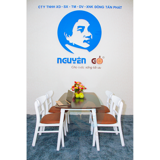 Bộ bàn ghế ăn Nguyên Gỗ – MG Nâu chân trắng
