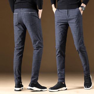 Quần tây nam phôm đứng thon chân thiết kế ca rô mờ độc đáo 101