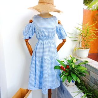 đầm caro rớt vai 3 màu