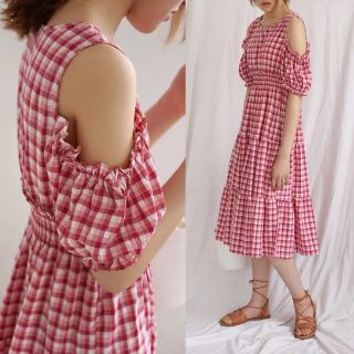 đầm caro rớt vai 3 màu