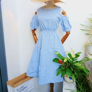 đầm caro rớt vai 3 màu