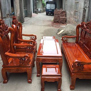 Bộ nghê đỉnh gỗ Xà cừ Tay 12