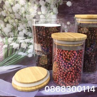 Lọ thủy tinh borosilicate nắp gỗ 1000ml