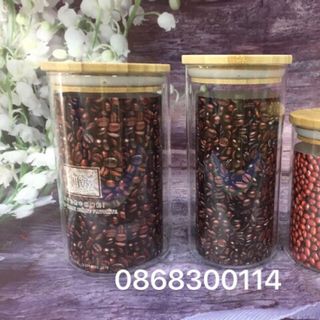 Lọ thủy tinh borosilicate nắp gỗ 1000ml