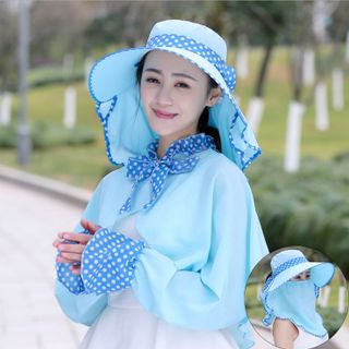 Nón chống nắng chấm bi - Tặng áo khoác thời trang