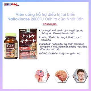 Viên uống giúp phục hồi hỗ trợ điều trị tai biến Nattokinase 2000FU Orihiro hộp 60 viên cùa Nhật Bản