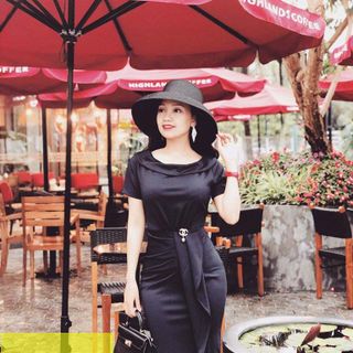 Váy đầm thiết kế cổ thuyền xếp ly giấu bụng đủ màu