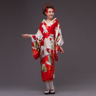 Kimono Yukata Nhật Bản hoa văn cô gái