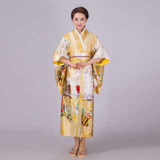 Kimono Yukata Nhật Bản hoa văn cô gái