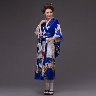 Kimono Yukata Nhật Bản hoa văn cô gái