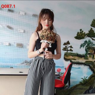 Quần ồng rộng thun sọc thời trang nữ