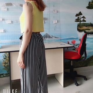 Quần ồng rộng thun sọc thời trang nữ