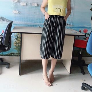 Quần ồng rộng thun sọc thời trang nữ