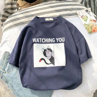 ÁO THUN NỮ TAY LỠ HÌNH MÈO CUTE ĐẸP