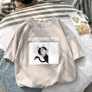 ÁO THUN NỮ TAY LỠ HÌNH MÈO CUTE ĐẸP