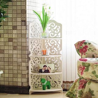 Kệ Góc 4 Tầng Hoa Văn Gỗ