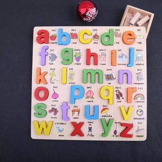 Đồ Chơi Bảng Học Chữ Cái Tiếng Anh In Thường Song Ngữ Bằng Gỗ