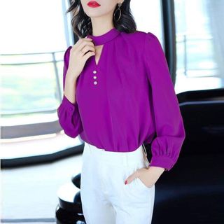 Áo Sơ Mi Tím Phi Bóng Cổ Lọ