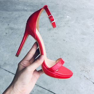 Sandal 11 phân quai mảnh - Da bóng - Màu Đỏ