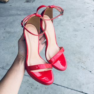 Sandal 11 phân quai mảnh - Da bóng - Màu Đỏ