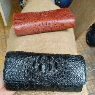 Túi nữ da cá sấu gấp 3 bản vừa