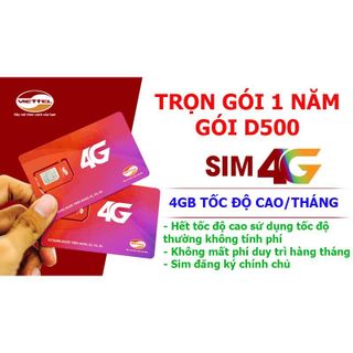 SIM VIETTEL D500 - Sim 4g Viettel Vào Mạng Không Giới Hạn Cả Năm Không Cần Nạp Tiền Giá Rẻ Nhất Việt Nam - D500VT