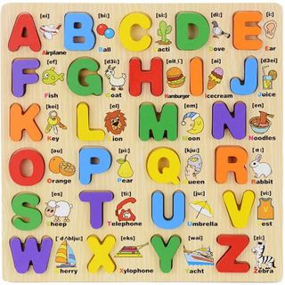 Đồ Chơi Bảng Ghép Chữ Cái In Hoa Tiếng Anh Song Ngữ Bằng Gỗ