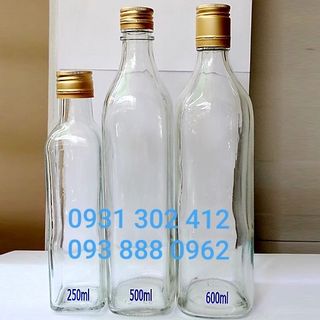Chai thủy tinh vuông 750ml nắp thiếc
