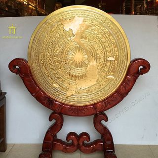 mặt trống đồng khung gổ nhôm đúc mỹ thuật