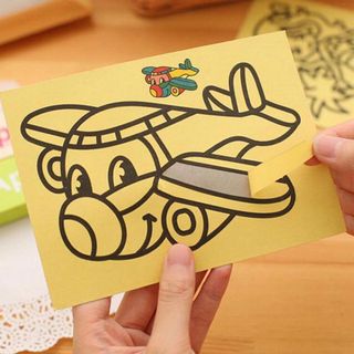 Tranh Cát Khổ A5 Cho Bé Tập Tô Màu-Kèm Cát