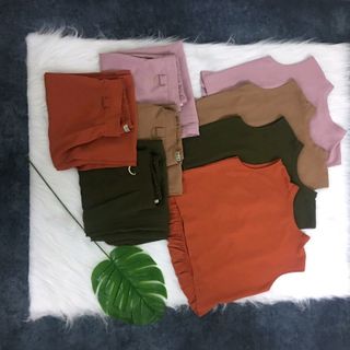 Set bộ quần ống đứng áo bèo lưng chuẩn