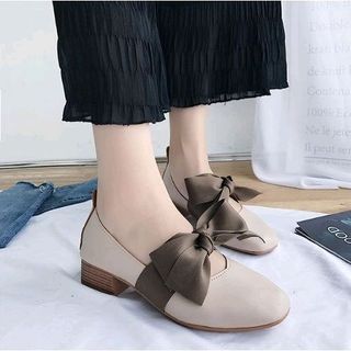 giày cao gót đế vuông thắt nơ