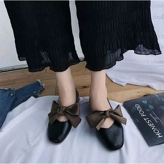 giày cao gót đế vuông thắt nơ