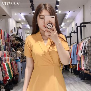 ĐẦM CỔ VEST TÀ ĐẮP CHÉO